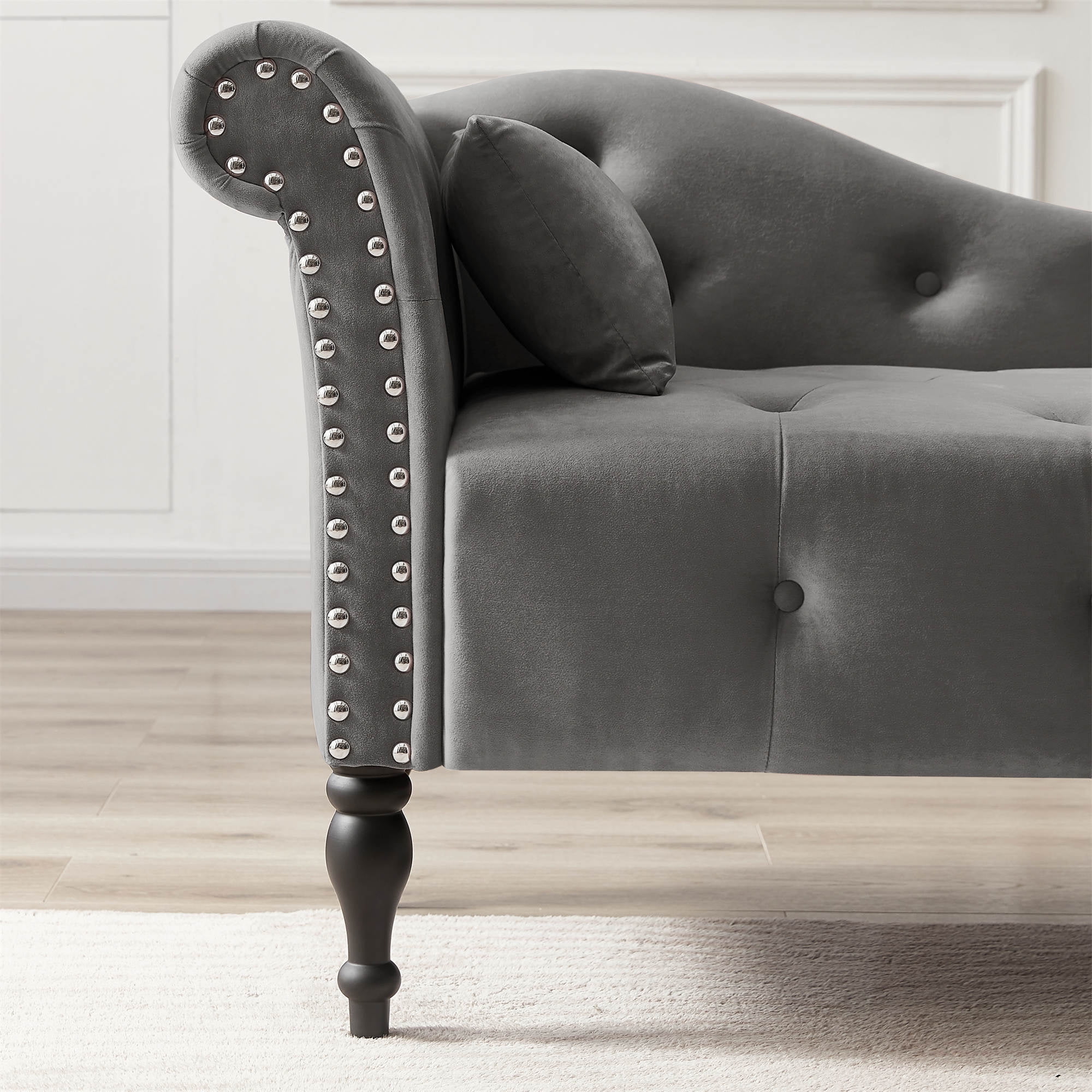 Velvet chaise cheap lounge chair