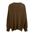 thumbnail image 4 of DuoJiaJ Women's Oversized Knit Sweater Casual Long Sleeve Pullover Tunic Top Soft Comfortable Winter Fall Fashion Loose Fit Round Neck Split Hem Crewneck Sweater Brown XL, 4 of 4