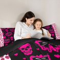 thumbnail image 5 of Homewish Spooky Skull Bowtie 7-Piece King Bedding,Pink Cheetah Printed King Bed in a Bag,Halloween Bed Set,Black Reversible, 5 of 8