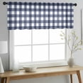thumbnail image 2 of Navy Blue Check Valance Curtains for Kitchen/Living Room/Bathroom/Bedroom Window, Rod Pocket Small Topper Half Short Window Curtains Voile Sheer Scarf, Farmhouse Buffalo Plaid Blue 42"x12", 2 of 8