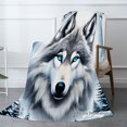thumbnail image 2 of Joocar Wolf Print Flannel Throw Blanket For Winter Gift Home Sofa Bed Decoration 50x60 inch, 2 of 5