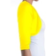 thumbnail image 2 of Fashion Secrets Junior's Sheer Chiffon Bolero Shrug Jacket Cardigan 3/4 Sleeve (X-Large, Yellow), 2 of 2