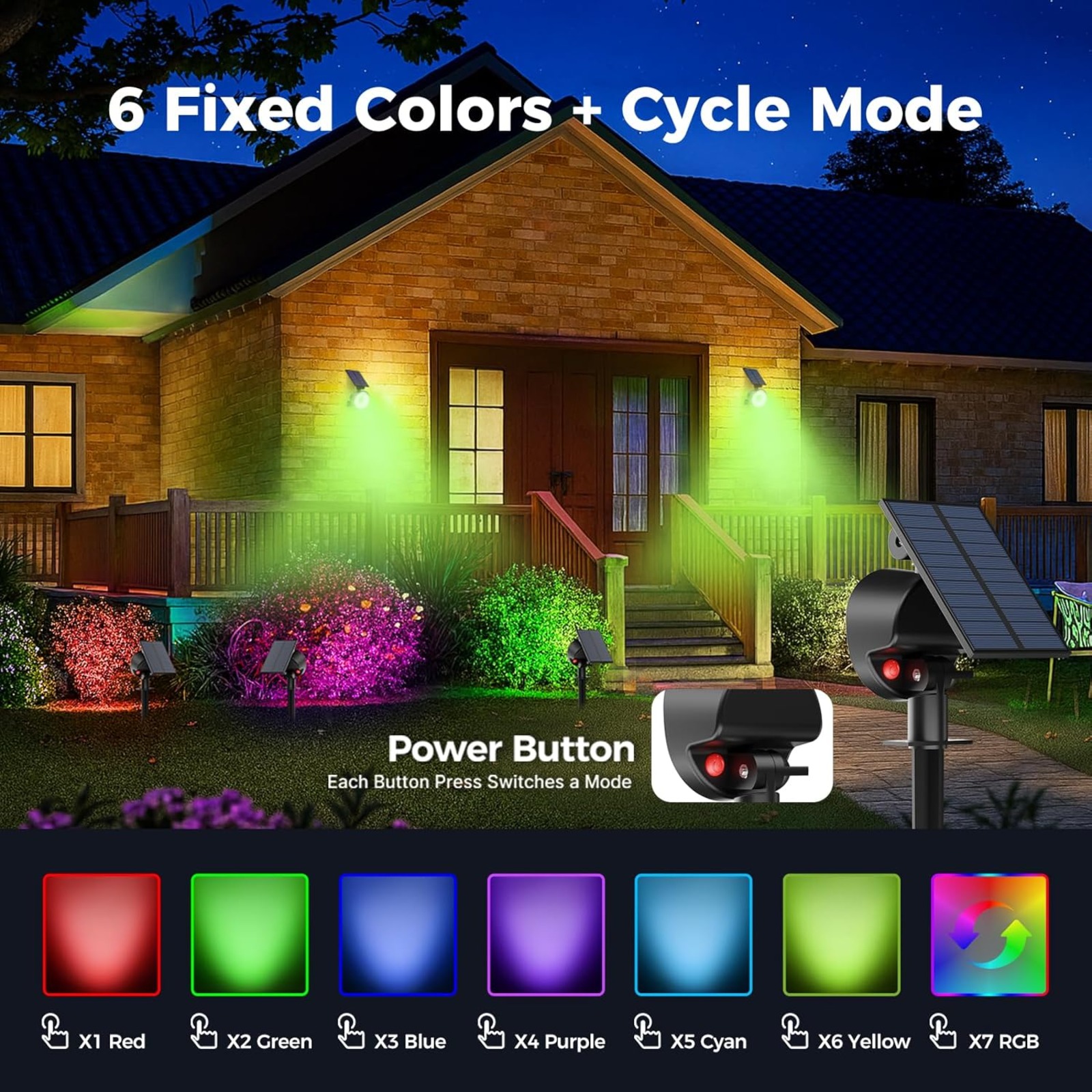 4/8 Pack Solar Spot Lights, Outdoor Waterproof - RGB Color Changing Landscape Lighting for Yard, Pathway, Wall | Auto on/Off, Solar Powered