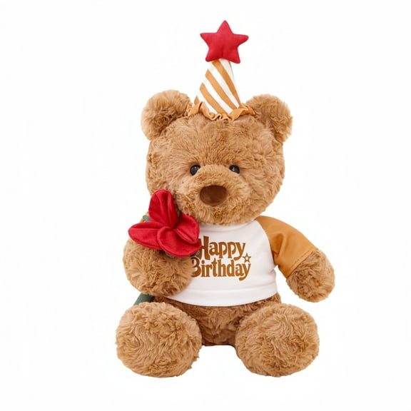 Fun Teddy Bear Stuffed Animal Doll Soothing Sleep Companion Pillow-Birthday Gift for Kid&Girlfriends-15.7''