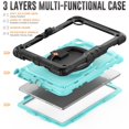 thumbnail image 3 of SaniMore for Lenovo Tab M9 9" Tablet 2023 (Model TB-310FU) Back Case with 360° Rotating Kickstand Holder Screen Protector Tri-layer Heavy Duty Drop-resistant Shockproof Cover, Black+Light Blue, 3 of 11