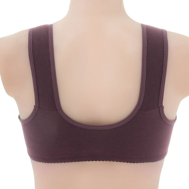 Women Wireless Anti-sagging Front Zip Breathable Satin Lace Hem Plus Size  Bra 