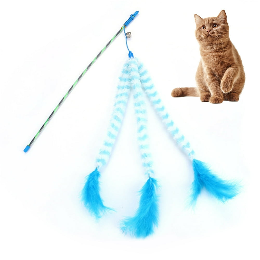 AUTCARIBLE Cat Teaser Feather Toy Retractable Plastic Mouse Shape