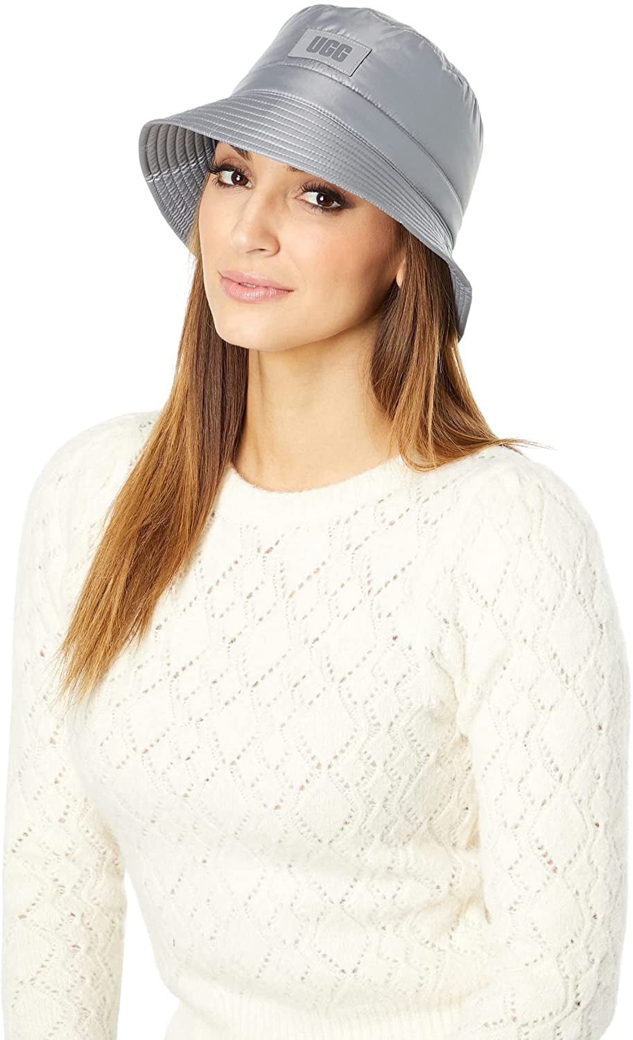 UGG Womens Fabric Bucket Hat Silver One 