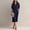 Navy Blue, variant on Morttic Women's V-Neck 3/4 Roll Tab Sleeve Shirt Dress – Loose Shift with Chest & Side Pockets Solid Color Office Midi Dress Sky Blue,S