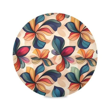

Round Plate Mat 15.4x15.4 Inchesx4 Placemat Table Mat Kitchen Mat Coffee Mat Fabric Thick Strong Wear-Resistant Heat Resistance Magic Flower Seamless