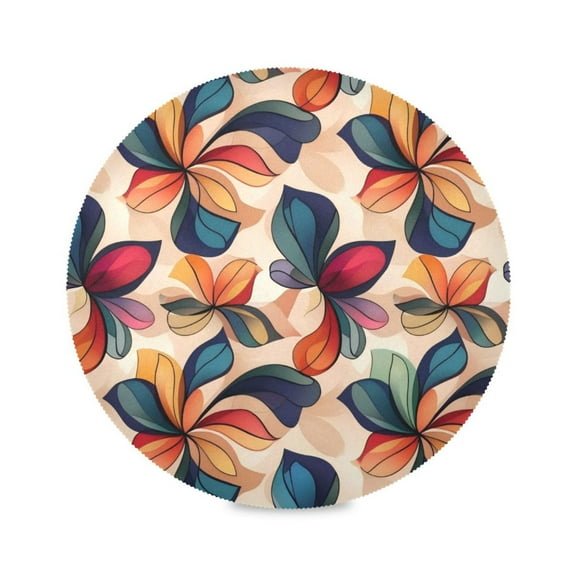 Round Plate Mat 15.4x15.4 Inchesx1 Placemat Table Mat Kitchen Mat Coffee Mat Fabric Thick, Strong Wear-Resistant, Heat Resistance Magic Flower Seamless