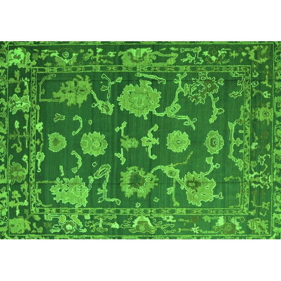 Ahgly Company Indoor Rectangle Oriental Green Traditional Area Rugs, 3' x 5'