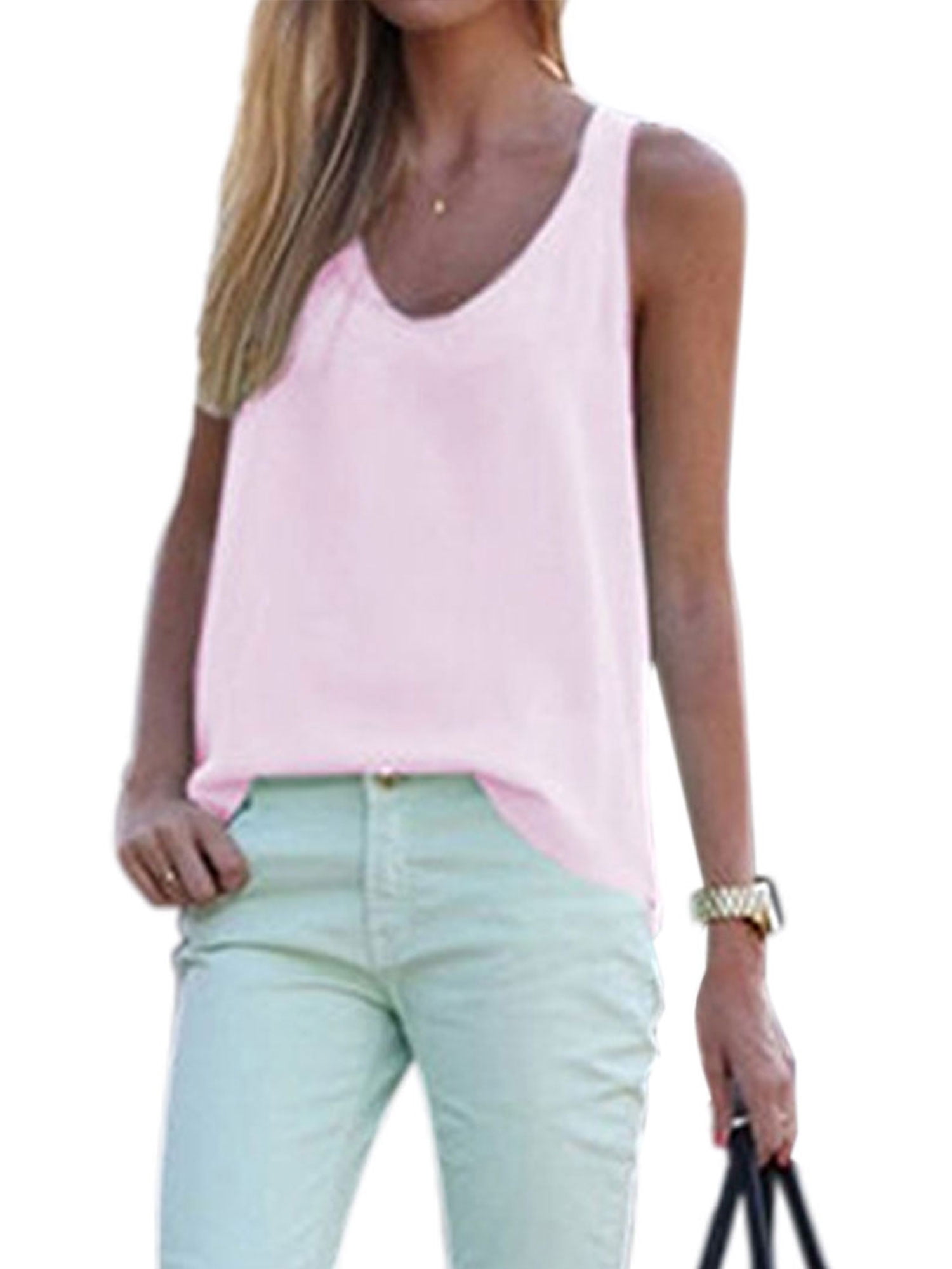 Womens Summer Beach Vest Top Sleeveless Shirt Blouse Casual Loose Tank Tops New 
