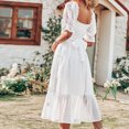 thumbnail image 1 of Vestido Largo De Mujer Vestido de gasa con mangas abullonadas, sin espalda, sexy, maxi vestido de cóctel (blanco XL) Cgtredaw Para estrenar, 1 of 6