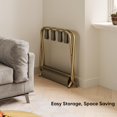 thumbnail image 3 of Set of 2 Luggage Racks for Guest Room, Gold Folding Suitcase Stand with Fabric Shelf, Steel Portable Luggage Stand Bedroom, Hotel, Easy Assembly, Hold up to 110 lb, Bronze, 3 of 12