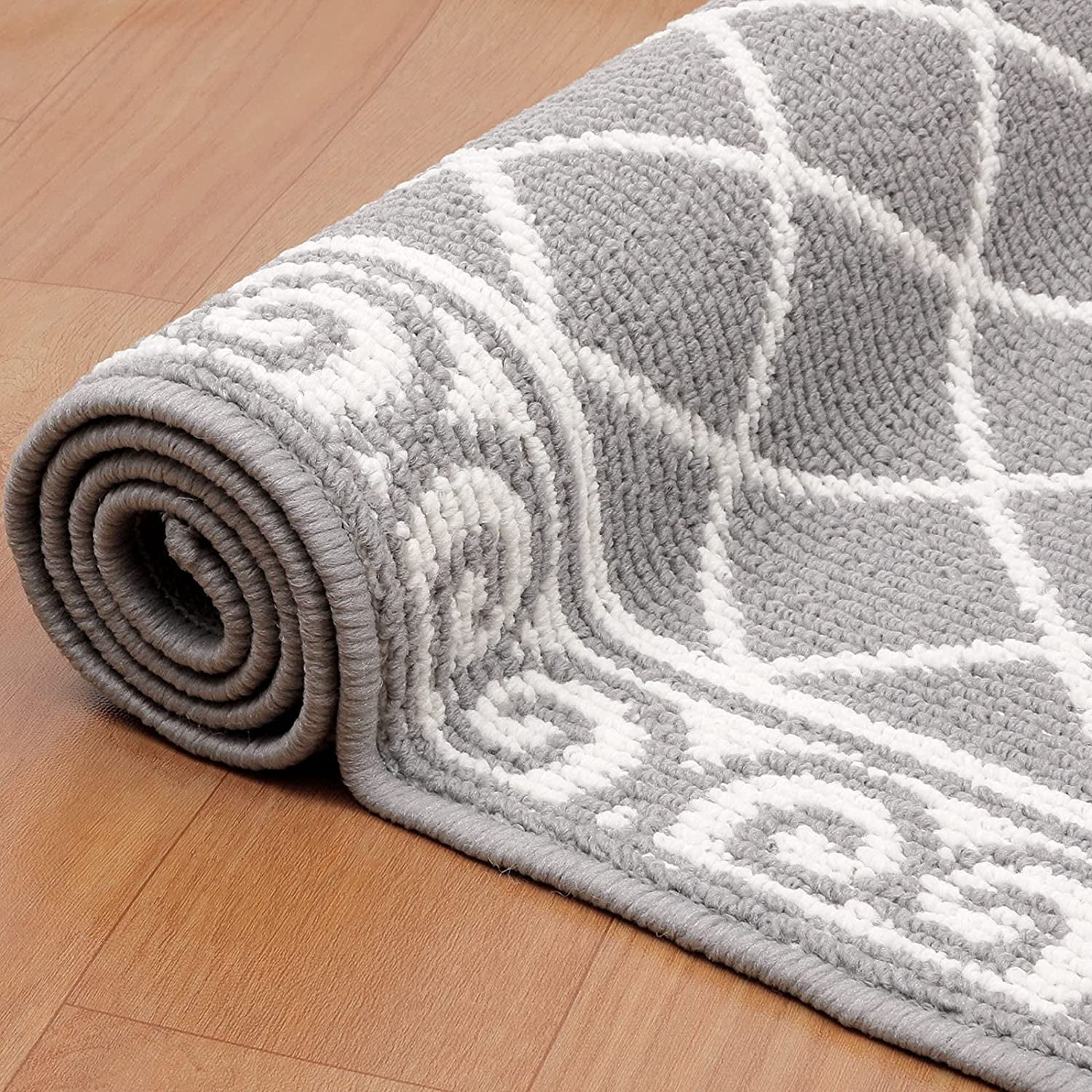 Yamaziot 2'x10' Runner Rug for Long Hallway, Washable Kitchen Floor Mat Non Skid Entryway Rug Low Profile Indoor Front Door Mat, Gray