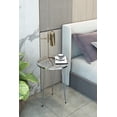 thumbnail image 4 of PAK HOME - Set of 2 High Gloss Grey Marble Silver Legs End Tables Round Wood Sofa Side Coffee Tables for Small Spaces, Nightstand Bedside Table with Metal Legs for Bedroom, Living Room, 4 of 6