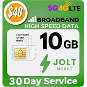 Jolt  Broadband 10GB High Speed Data SIM Card 30 Days of 5G 4G LTE | For Cellular Security Cameras | Routers | Hotspots & IoT Devices