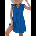 thumbnail image 1 of Vestido Tipo Cárdigan de Corta con Cuello en V y Ribete de Encaje, Azul, Talla M, 1 of 6