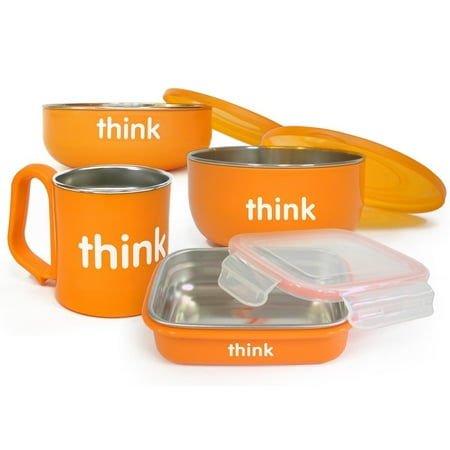 Thinkbaby Feeding Set, Orange, 4-Piece Set