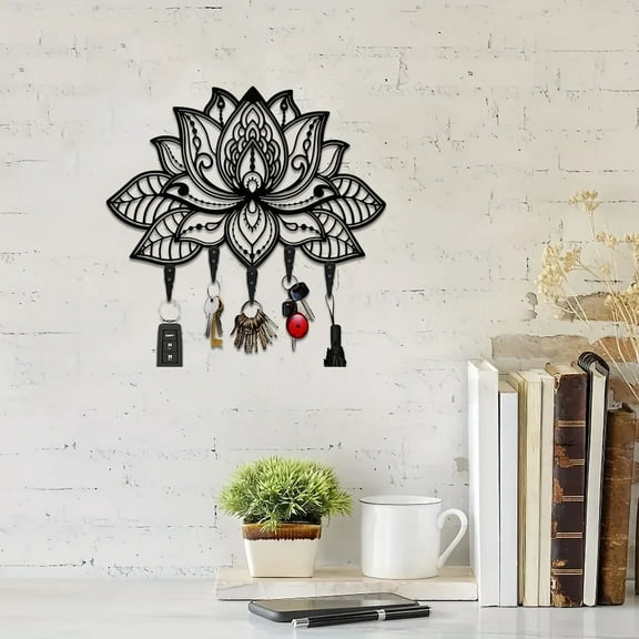 1pc Contemporary Metal Wall-Mounted Hanging Rack: Chic Decorative Coat & Storage Hook, Fashionable Utility for Home & Bedroom Decor, Black/Brushed Nickel