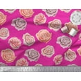 thumbnail image 3 of Soimoi Pink Silk Fabric Rose Floral Print Fabric by the Yard 42 Inch Wide, 3 of 3