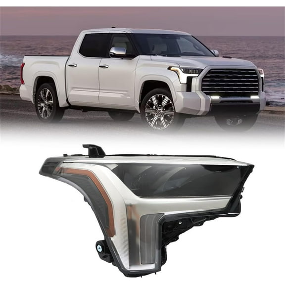 labwork Headlight Assembly Replacement for Toyota Tundra 2022-2023 Black Clear Lens Headlight Right Set Passenger Side 81140-0C230