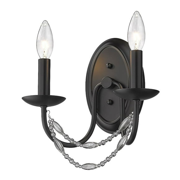 Golden Lighting Mirabella Glamorous 2 Light Wall Sconce Matte Black