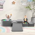 thumbnail image 2 of Costway 5PCS Climb and Crawl Playset with Ball Pit for Kids Zippers for Playroom Gray, 2 of 10