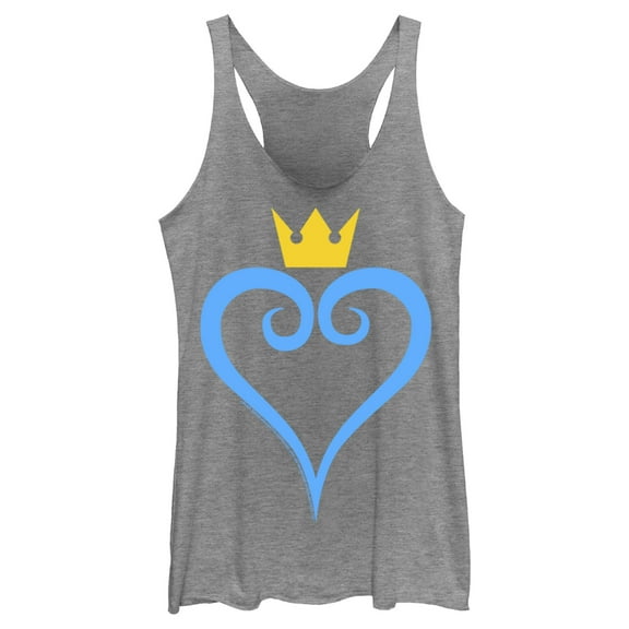 Women's Kingdom Hearts 1 Blue Heart Racerback Tank Top Gray Heather Small