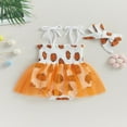 thumbnail image 2 of Halloween Tenue 2 Pcs pour Tout-Petit Fille Bébé, Barboteuse Robe à Imprimé Citrouille avec Bandeau, 2 of 7