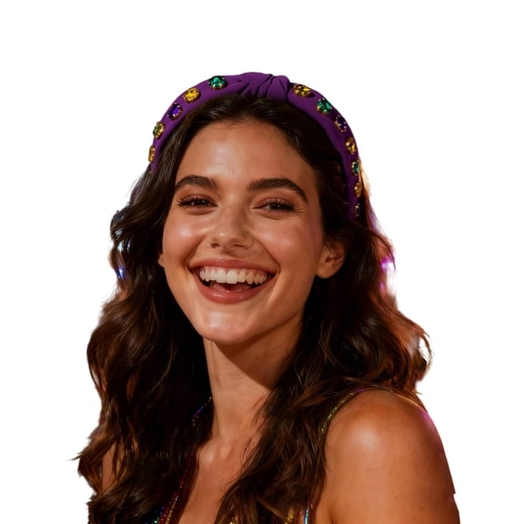 AJGRHE Exquisite Stunning Stylish Carnival Glitter Wide Headband With Rhinestones Colorful For Festive Parties Occasions Elegant Events Purple