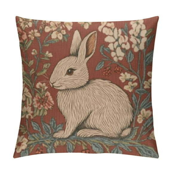 Patifu Couch Pillow Covers Tapestry Throw Pillow Cover for Living Room Medieval Rabbit Decorative French Country Sofa Pillow Covers Soft Cotton Jacquard Woven 12x12in