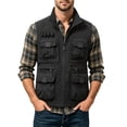 thumbnail image 2 of Men's Vest with Multi Pockets Breathable Lightweight Outdoor Cargo Vest Solid Color Stand Collar Jacket Men's Travel Sports Workout Vest, 2 of 6