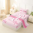 thumbnail image 2 of Manfei Teens Kawaii Ribbon Bowknot Personalized Initial T Twin Sheet Sets 3pcs,Girls Romantic Stripes Polka Dots Bedding,Super Cozy Room Decor, 2 of 5