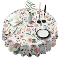 Pioneer Flower Floral Print Pattern Round Tablecloth 60"x60",Wrinkle Wipeable Table Cloth for Kitchen Dining Room Picnic Patio Party