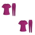 thumbnail image 4 of maskred Ensemble de Vêtements Médicaux pour Femmes Col en V Lavable en Machine Manches Courtes Costume Confortable Rose Rouge P 2Ensemble, 4 of 6