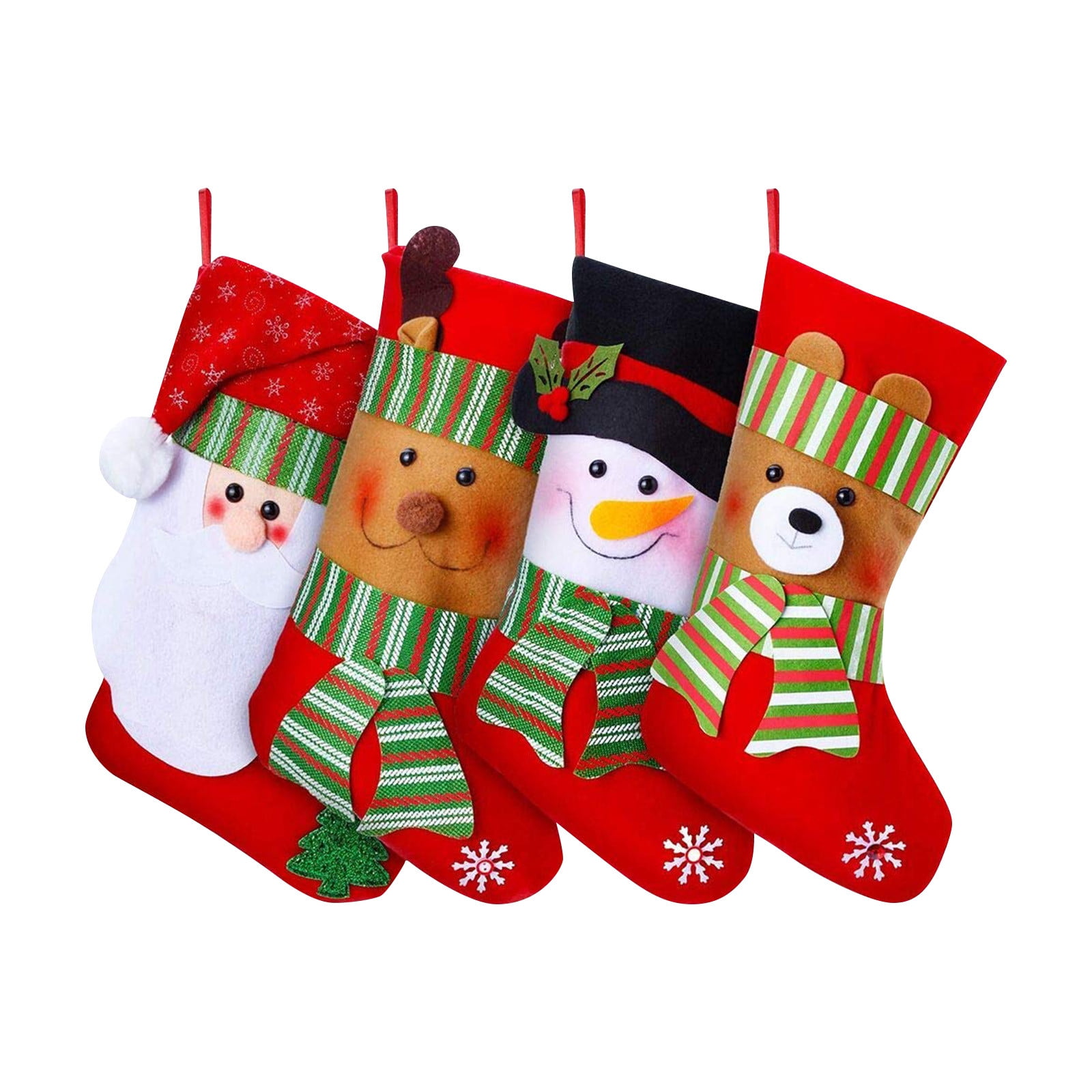 Christmas Stockings, 4 Pack Big Xmas Stockings Decoration, 3D Felt