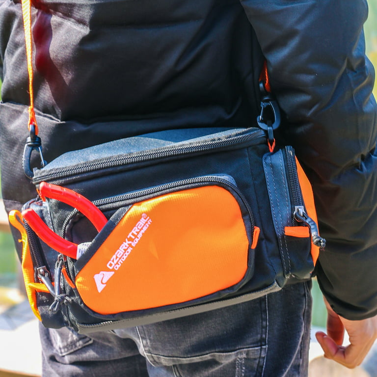 Ozark Trail Soft-Sided Tackle Bag with Carry Strap, Orange / Black 