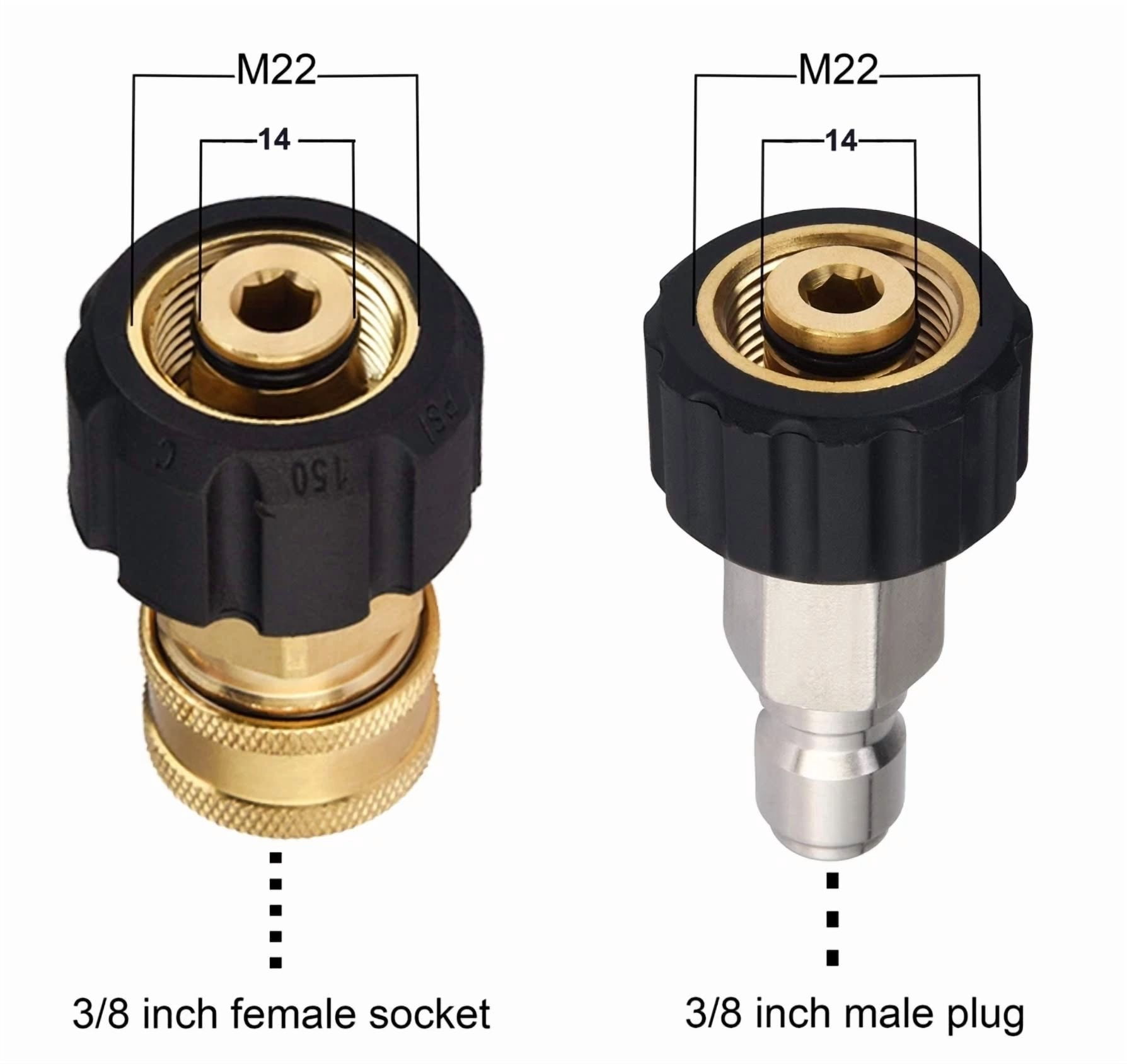 CRESTIN- Pressure Washer Hose Adapter Set M22 To 3/8 Quick Connect For Power Washer Hose