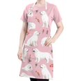 thumbnail image 5 of White Dogs and Pioneer Flower Apron-Garden Aprons for Women with Pockets-Cotton Linen Waterproof Kitchen Cooking Gardening Aprons Adjustable for Kitchen,Cooking,BBQ and Salon 33x27 Inch, 5 of 7