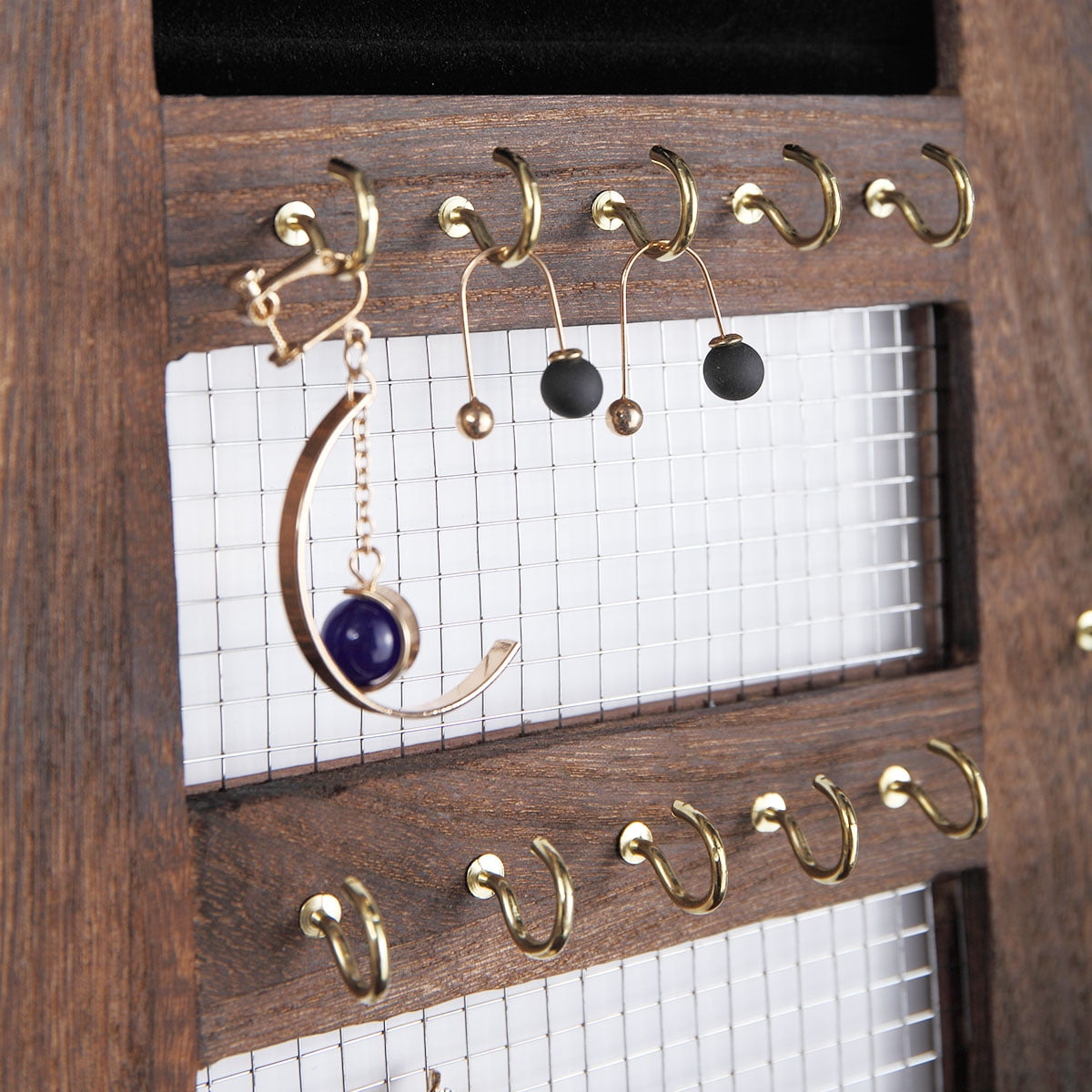 Kepooman Vintage Wall Mount Jewelry Rack, Rustic Jewelry Organizer Shelf with 16 Hooks for Earring Necklace Kepooman Vintage Wall Mount Jewelry Rack, Rustic Jewelry Organizer Shelf with 16 Hooks for Earring Necklace