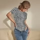 thumbnail image 3 of Balery Black Leopard Body de cuello redondo de manga corta para mujer Tops de manga corta Tops básicos-Large, 3 of 7