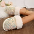 thumbnail image 5 of Wovix Women's Sequin Slippers Fuzzy Sparkly Non- Memory Foam Ladies House Shoes Indoor And Outdoor Comfy Thermal Fluffy Collar House Shoes, 5 of 8