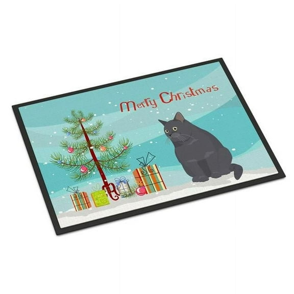 Carolines Treasures CK4752MAT 18 x 27 in. British Shorthair No.2 Cat Merry Christmas Indoor or Outdoor Mat