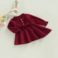 thumbnail image 3 of Kid Girl Long Sleeve Ruffled Neck Solid Casual Dress+ Waist Belt, 3 of 7