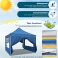 thumbnail image 5 of Hoteel 10x10 Pop Up Canopy Tent for Parties with 4 Sandbags, 4 Ropes, 4 Stakes & Wavy Edge, One Person EZ Setup, 20% Thicker Cross Tubes, Increased Height, 310cm Model for Ample Comfort, Blue, 5 of 9