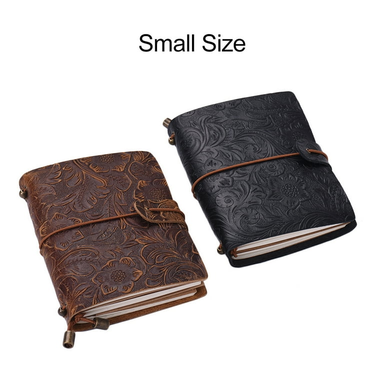 Retro Leather Notepad Notebook Antique Leather Diary Handmade Leather Bound  Sketchbook Embossed Floral Cover For Gift - AliExpress