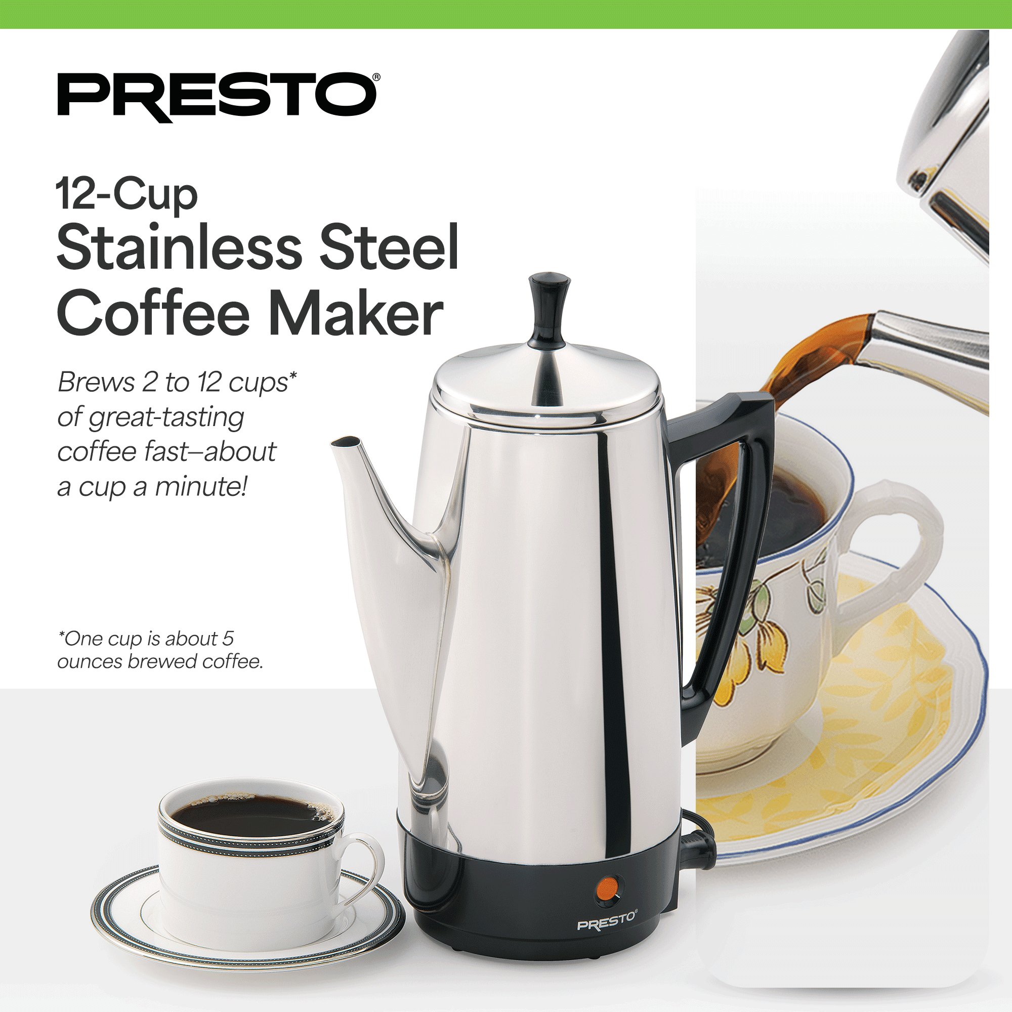 Presto® 12-Cup 72 oz. Stainless Steel Coffee Maker