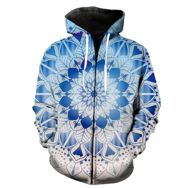 Sudadera con capucha y cremallera Mandala para hombre, estilo Harajuku de primavera, para adolescentes, con estampado 3D, ropa de calle unisex de gran tamaño, divertida, estilo hip hop, gran oferta in